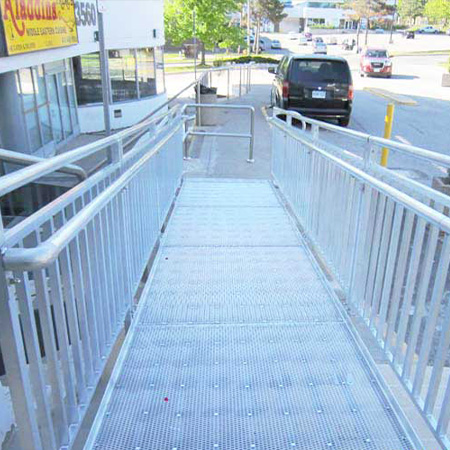 Metal ramps for residential and commercial buildings.