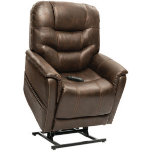 Adjustable leather recliner in brown