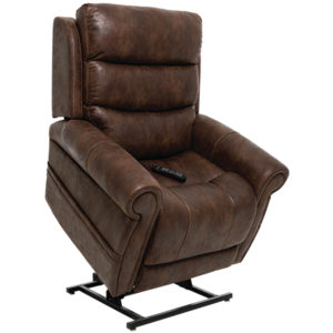 Adjustable leather recliner in dark brown