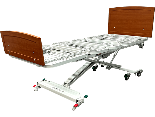 A specialty bed frame with matching head and foot boards.